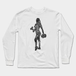 Weightlifter girl black and white Long Sleeve T-Shirt